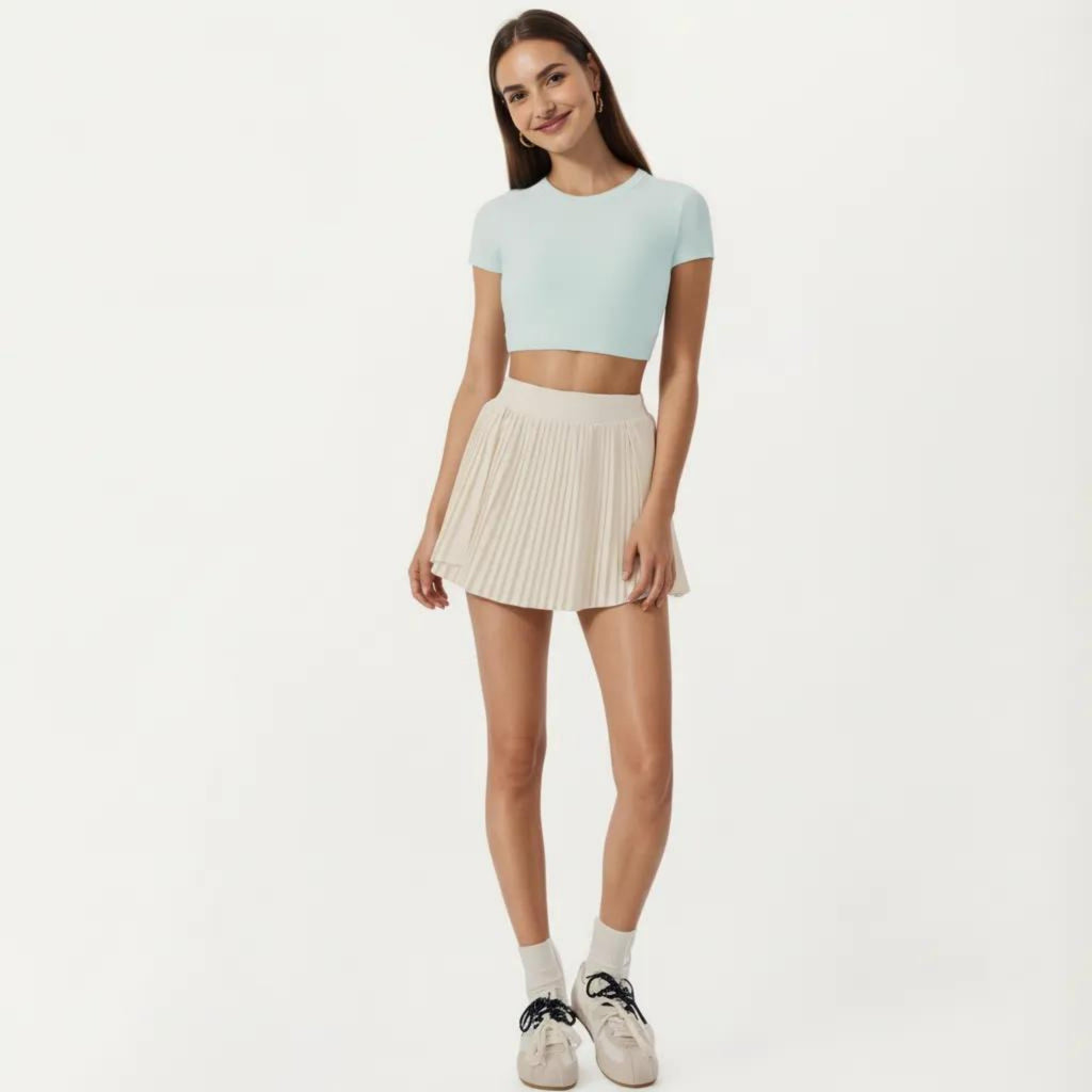 Anna-Kaci Active Women's Short Sleeve Cropped Top with Open Back Cutout and Stretch Fit