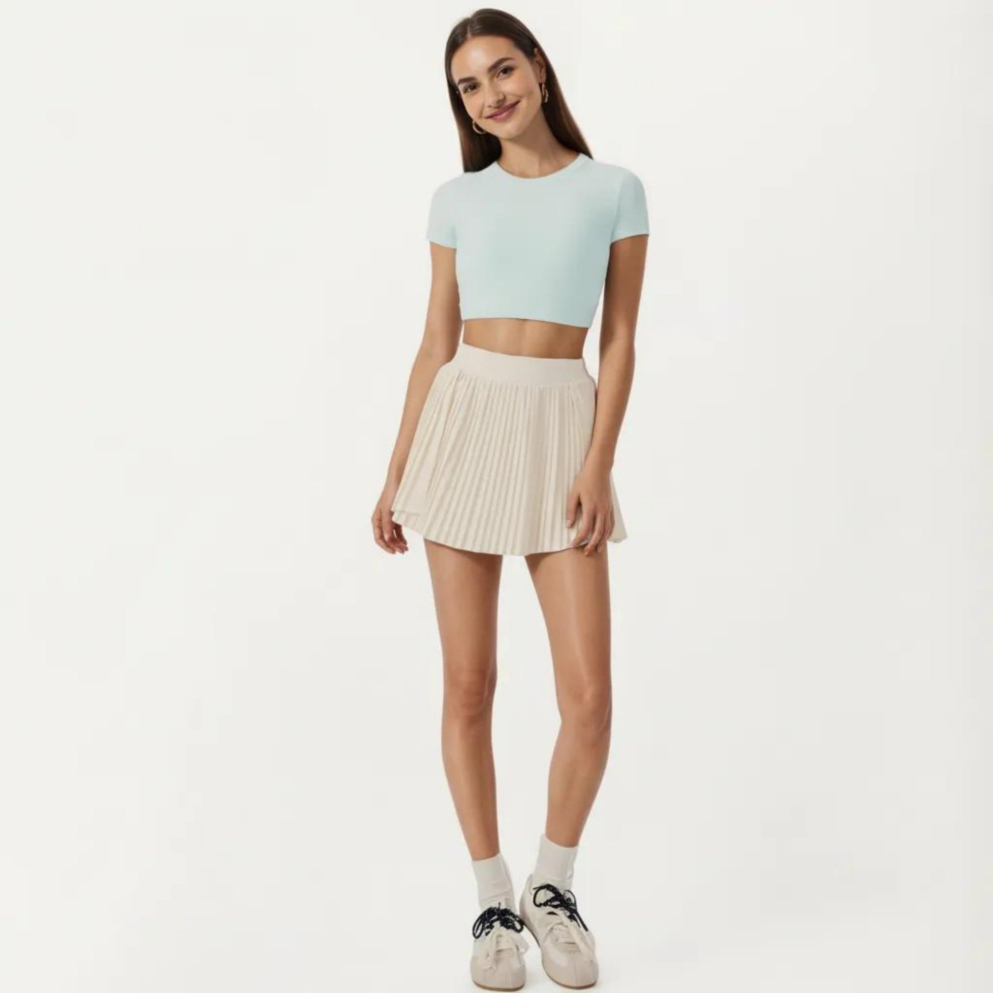 Anna-Kaci Active Women's Short Sleeve Cropped Top with Open Back Cutout and Stretch Fit