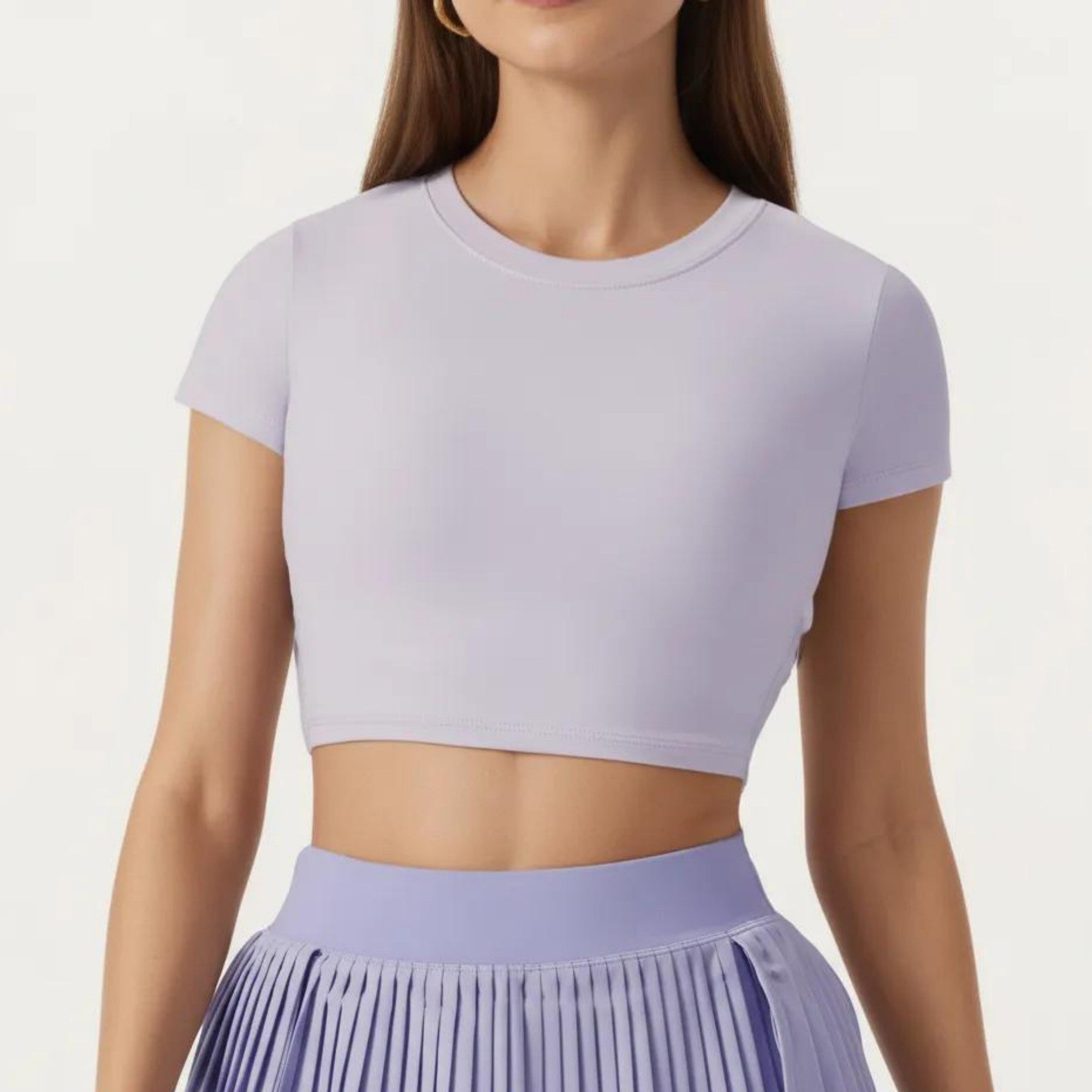 Anna-Kaci Active Women's Short Sleeve Cropped Top with Open Back Cutout and Stretch Fit