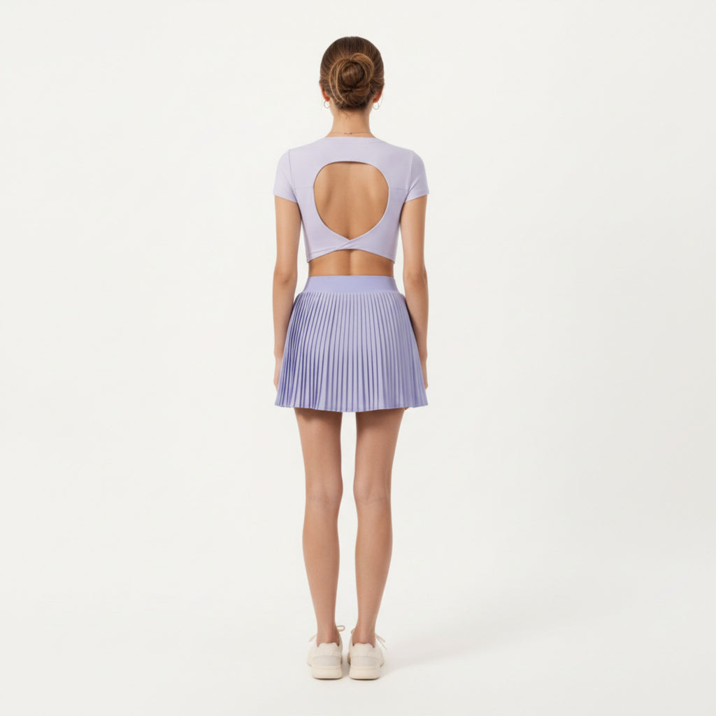Anna-Kaci Active Women's Short Sleeve Cropped Top with Open Back Cutout and Stretch Fit