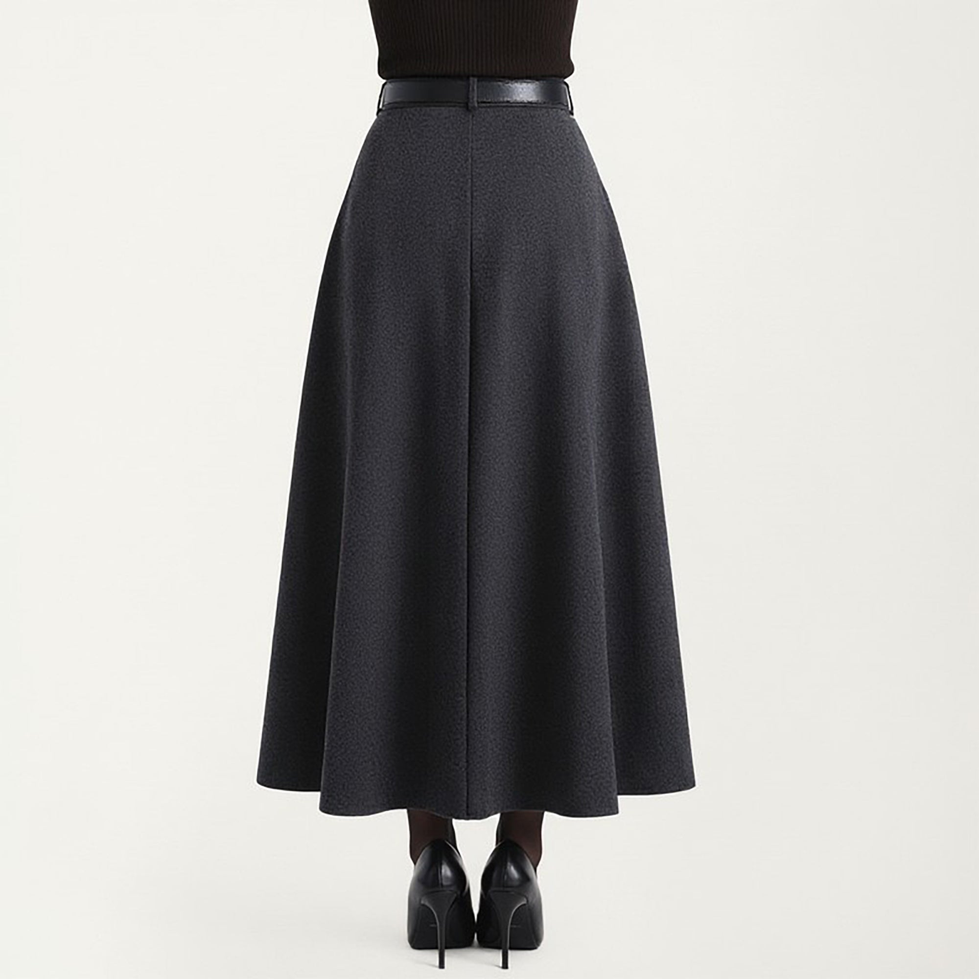 Anna-Kaci High Waist A-Line Maxi Skirt with Belted Waist and Structured Panels