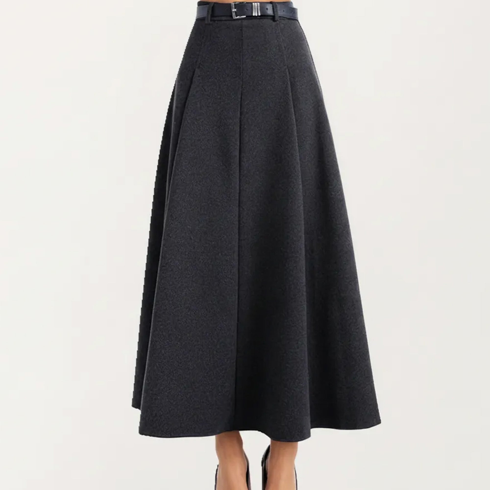 Anna-Kaci High Waist A-Line Maxi Skirt with Belted Waist and Structured Panels