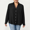 Anna-Kaci Women's Plus Size Long Sleeve Blouse with Lace Trim Detail Relaxed Fit Soft Draped Fabric