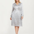 Anna-Kaci Women's Plus Size Dotted Print Long Sleeve V-Neck Midi Dress with Fitted Waist and Flowy Skirt