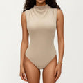 Anna-Kaci Sleeveless Ribbed Knit Bodysuit with Mock Neck Fitted Silhouette