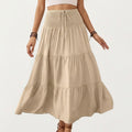 Anna-Kaci Smocked Waist Tiered Midi Skirt with Drawstring Detail and Flowy Silhouette