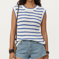 Anna-Kaci Sleeveless Textured Knit Top with Stripe Pattern