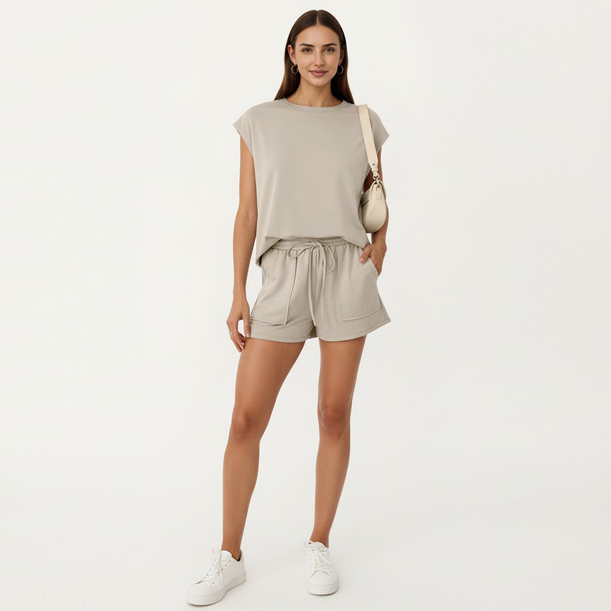 Anna-Kaci Short Sleeve Lounge Top and Shorts Set with Relaxed Fit