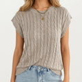 Anna-Kaci Women's Sleeveless Cable Knit Pullover Sweater Top with Ribbed Trim and Relaxed Fit