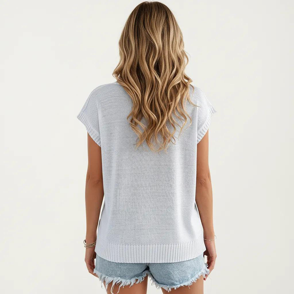 Anna-Kaci Women's Sleeveless Cable Knit Pullover Sweater Top with Ribbed Trim and Relaxed Fit
