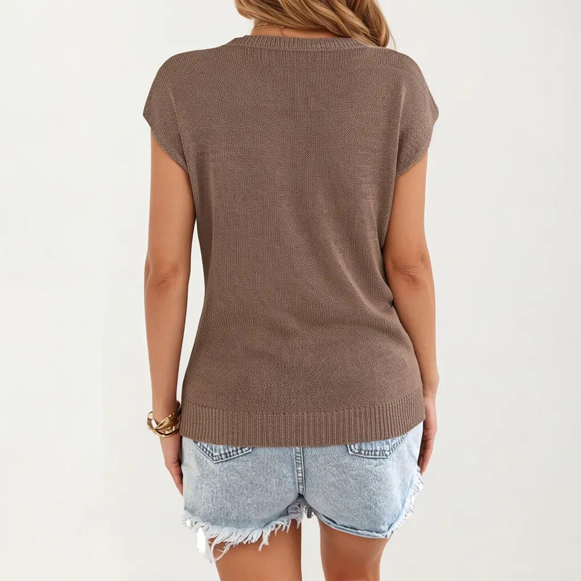 Anna-Kaci Women's Sleeveless Diamond Cable Knit Pullover Sweater Top with Ribbed Trim and Relaxed Fit
