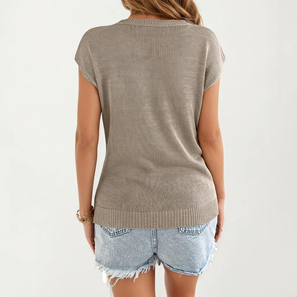 Anna-Kaci Women's Sleeveless Diamond Cable Knit Pullover Sweater Top with Ribbed Trim and Relaxed Fit