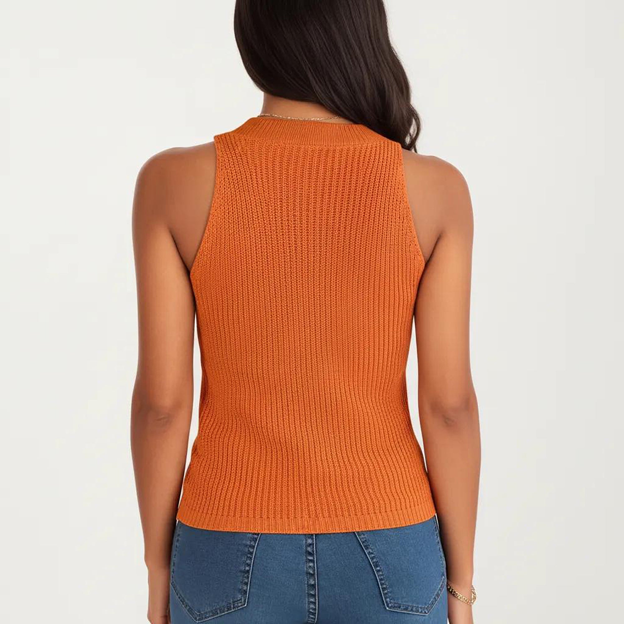 Anna-Kaci Women's Sleeveless Cable Knit Tank Top with Shoulder Button Detail and Ribbed Hem
