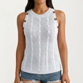Anna-Kaci Women's Sleeveless Cable Knit Tank Top with Shoulder Button Detail and Ribbed Hem