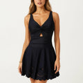Anna-Kaci Swim Women's One Piece Swim Dress with V Neck Twist Front Cutout and Flared Skirt