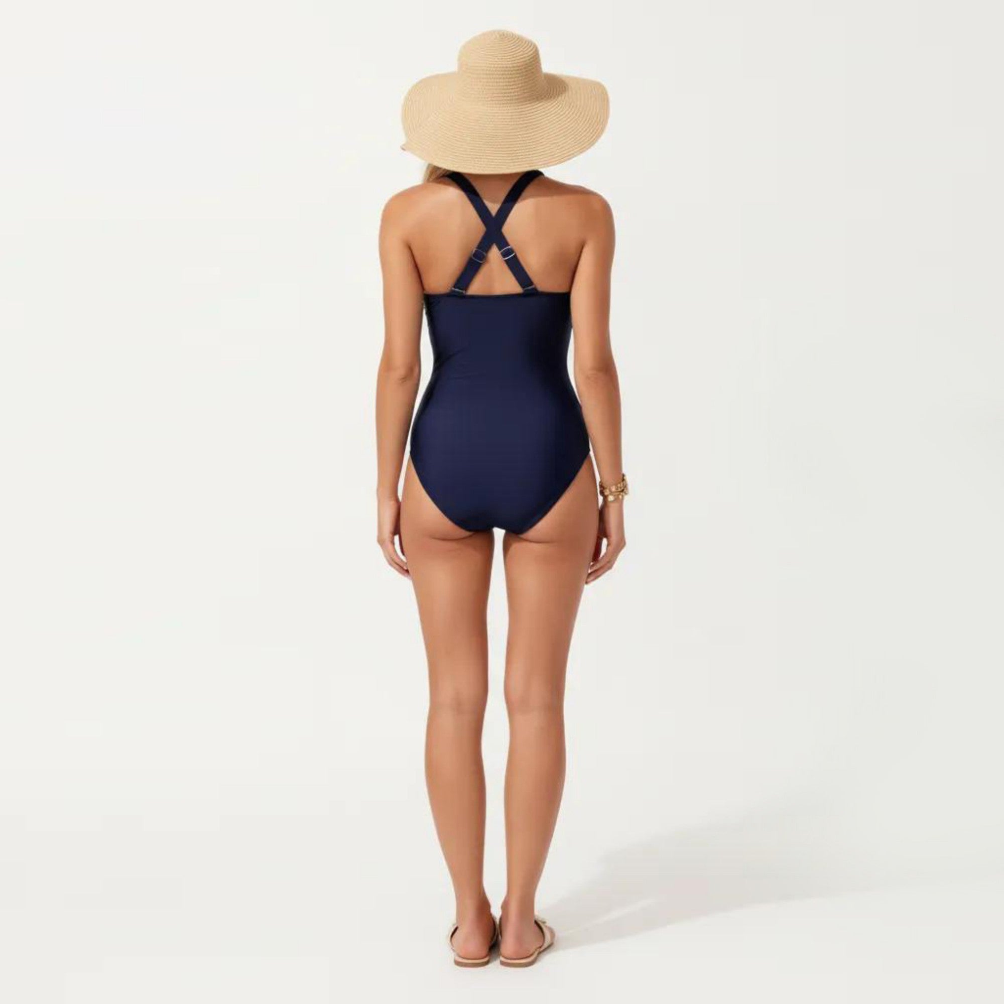 Anna-Kaci Swim Women's One Piece Swimsuit with Halter Neckline Ruched Front and Laser Cut Detail