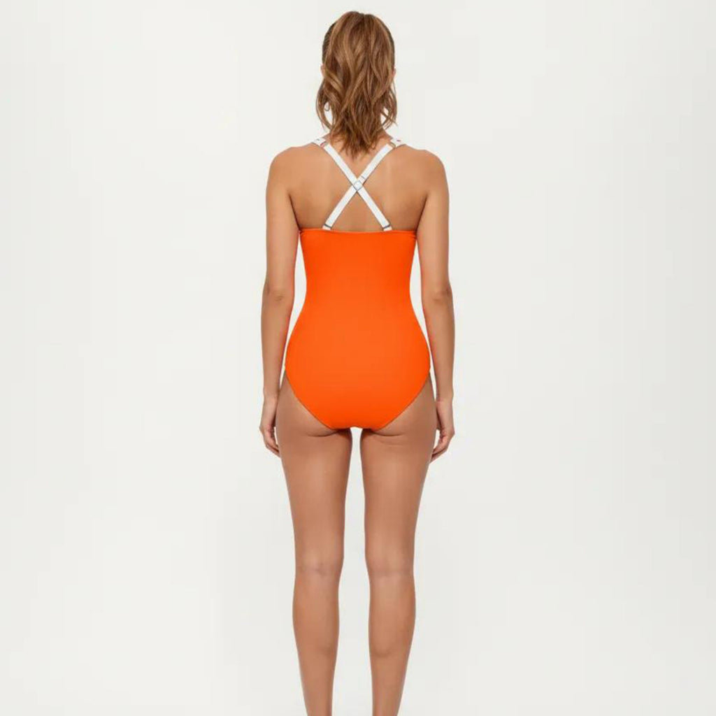 Anna-Kaci Swim Women's One Piece Swimsuit with Scoop Neckline Contrast Trim and Waistband Detail