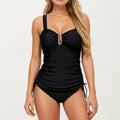 Anna-Kaci Swim Women's One Piece Swimsuit with Ruched Front Detail Adjustable Side Ties and Wide Straps