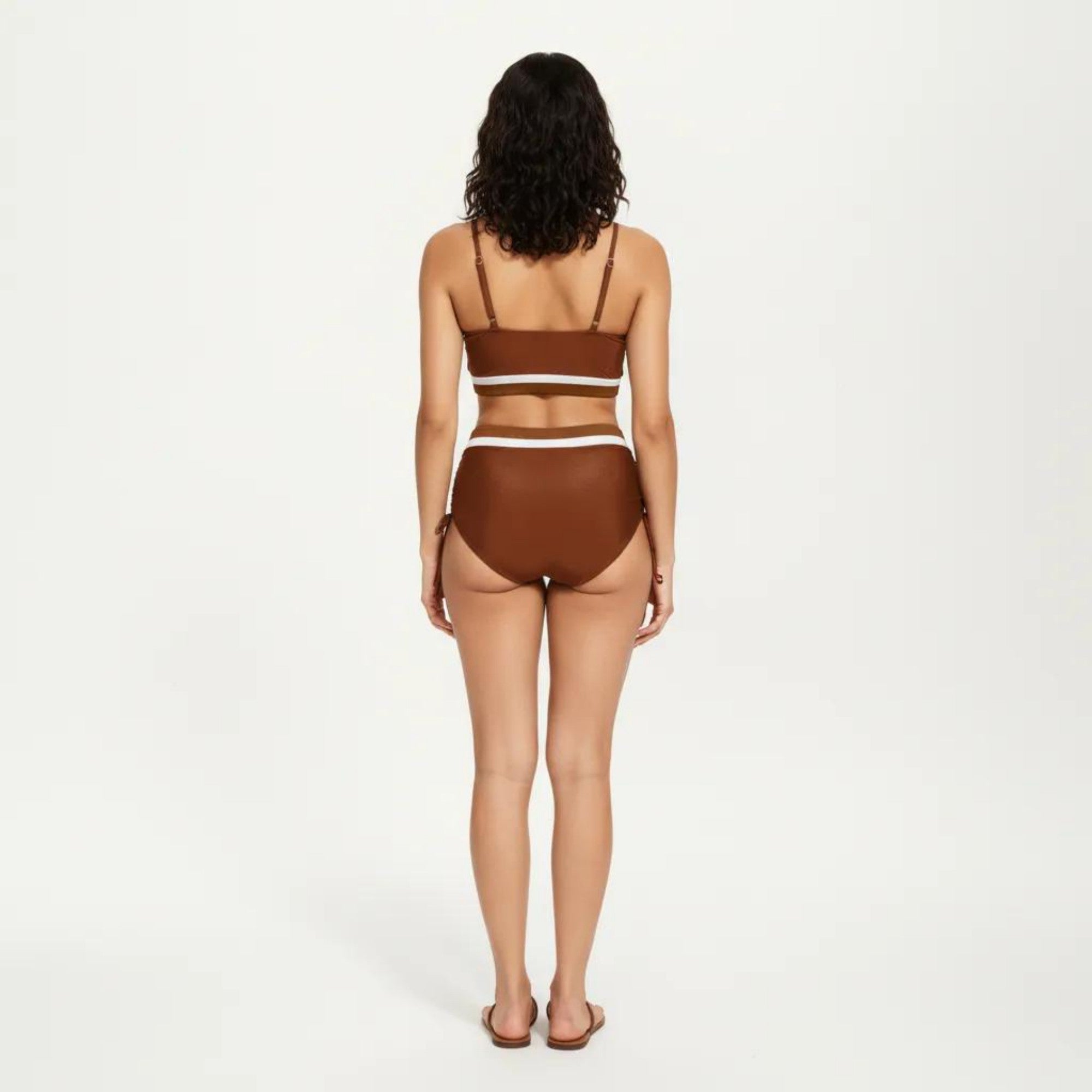 Anna-Kaci Swim Women's Two Piece Bikini Set with Scoop Neck Top High Waist Bottom and Contrast Trim