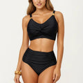 Anna-Kaci Swim Women's 2-Piece Bikini Set with Twist Front Bralette Top Adjustable Straps and Ruched High Rise Bottom