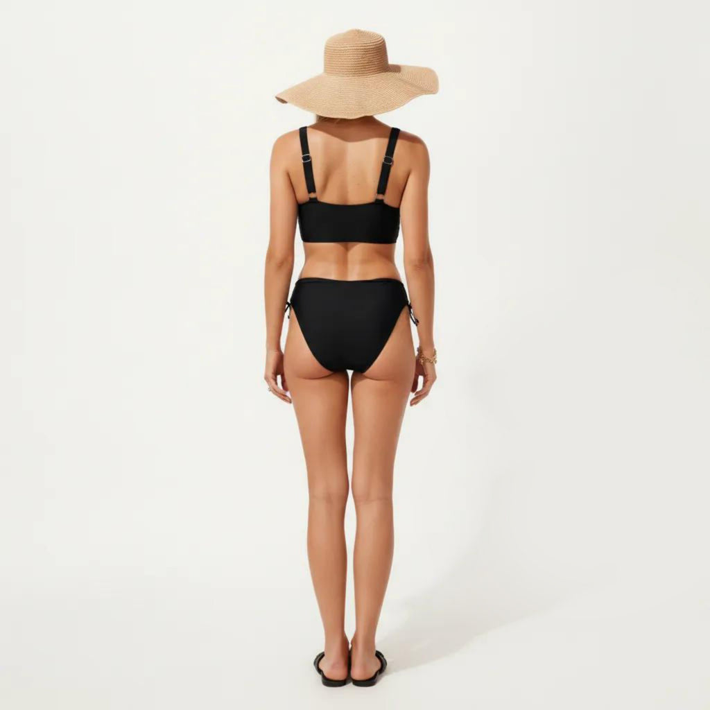 Anna-Kaci Swim Women's 2-Piece Bikini Set with Palm Tree Cutout Bralette Top and Adjustable Side Tie Bottom