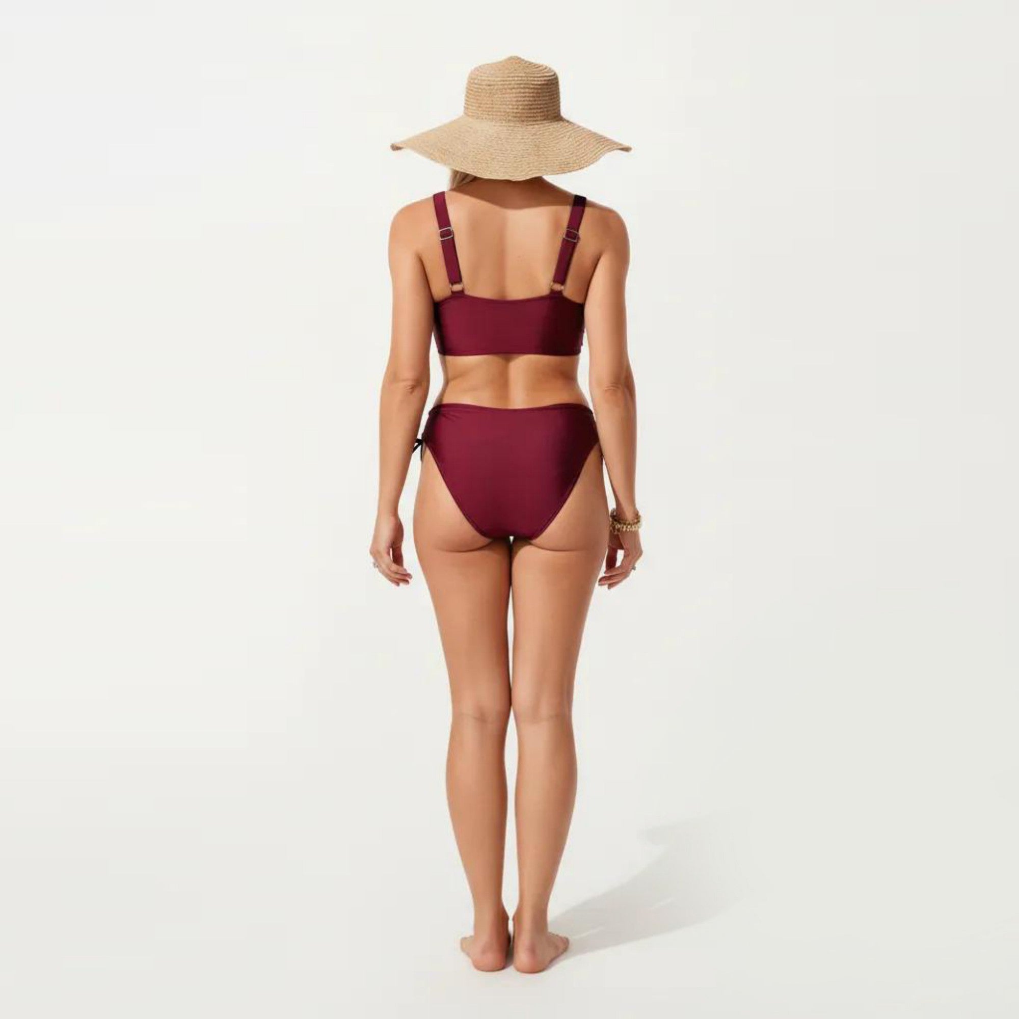 Anna-Kaci Swim Women's 2-Piece Bikini Set with Palm Tree Cutout Bralette Top and Adjustable Side Tie Bottom