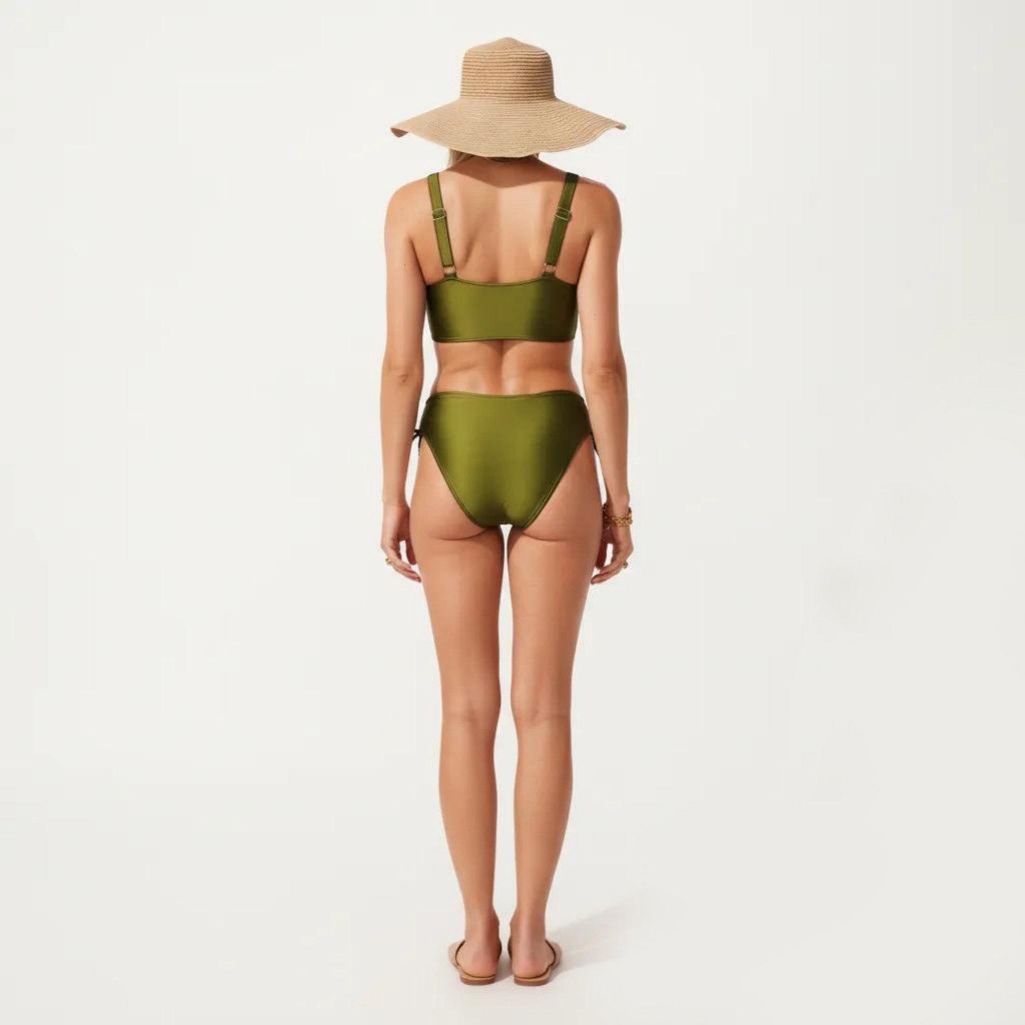 Anna-Kaci Swim Women's 2-Piece Bikini Set with Palm Tree Cutout Bralette Top and Adjustable Side Tie Bottom