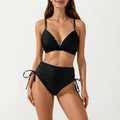 Anna-Kaci Swim Women's 2-Piece Bikini Set with Triangle Bralette Top Scalloped Trim and High Rise Tie Side Bottom