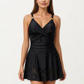 Anna-Kaci Swim Women's One Piece Swimsuit with Crisscross Bust Detail Adjustable Straps and Flared Skirted Silhouette