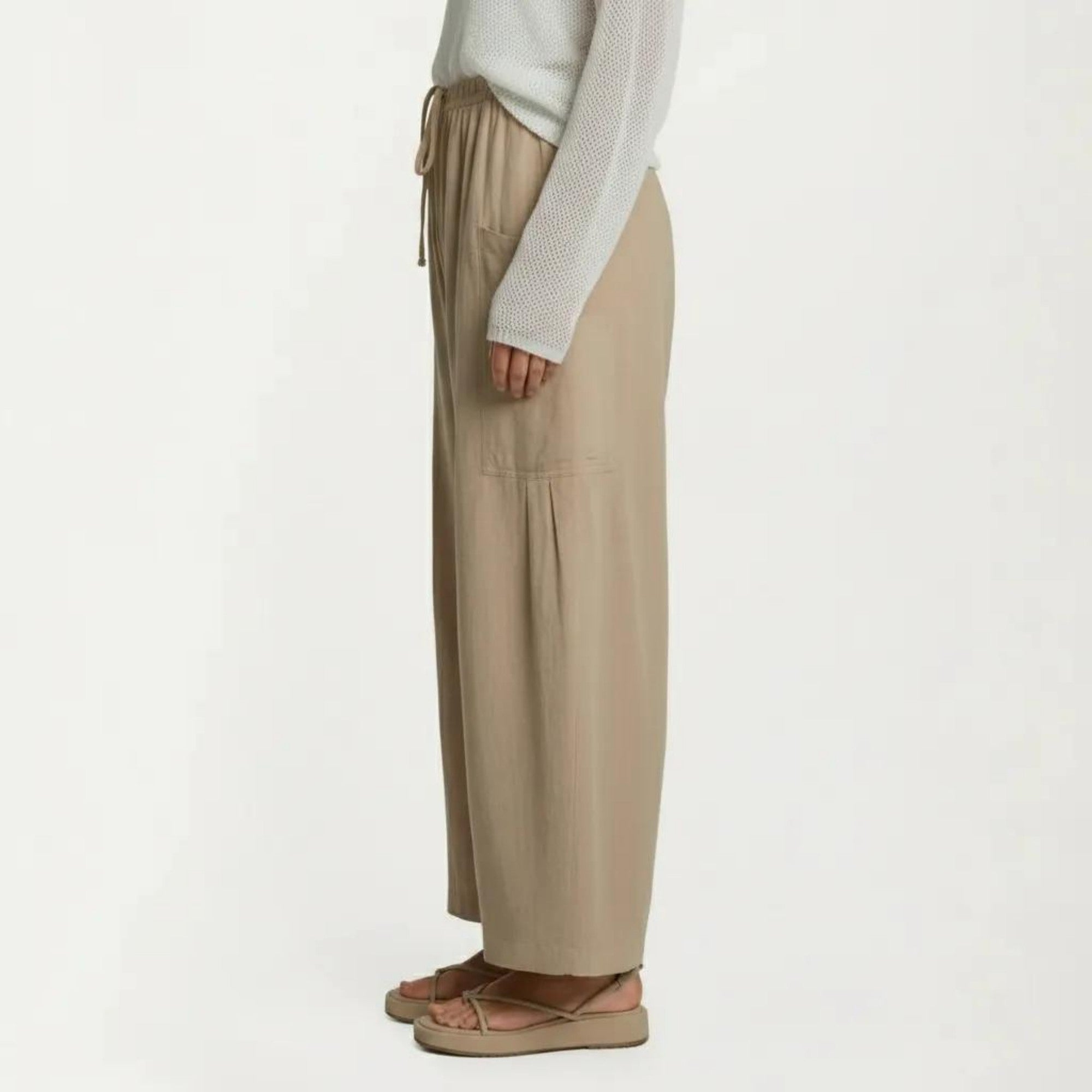 Anna-Kaci Women's Wide Leg Drawstring Pants with Elastic Waistband, Utility Pockets and Relaxed Fit
