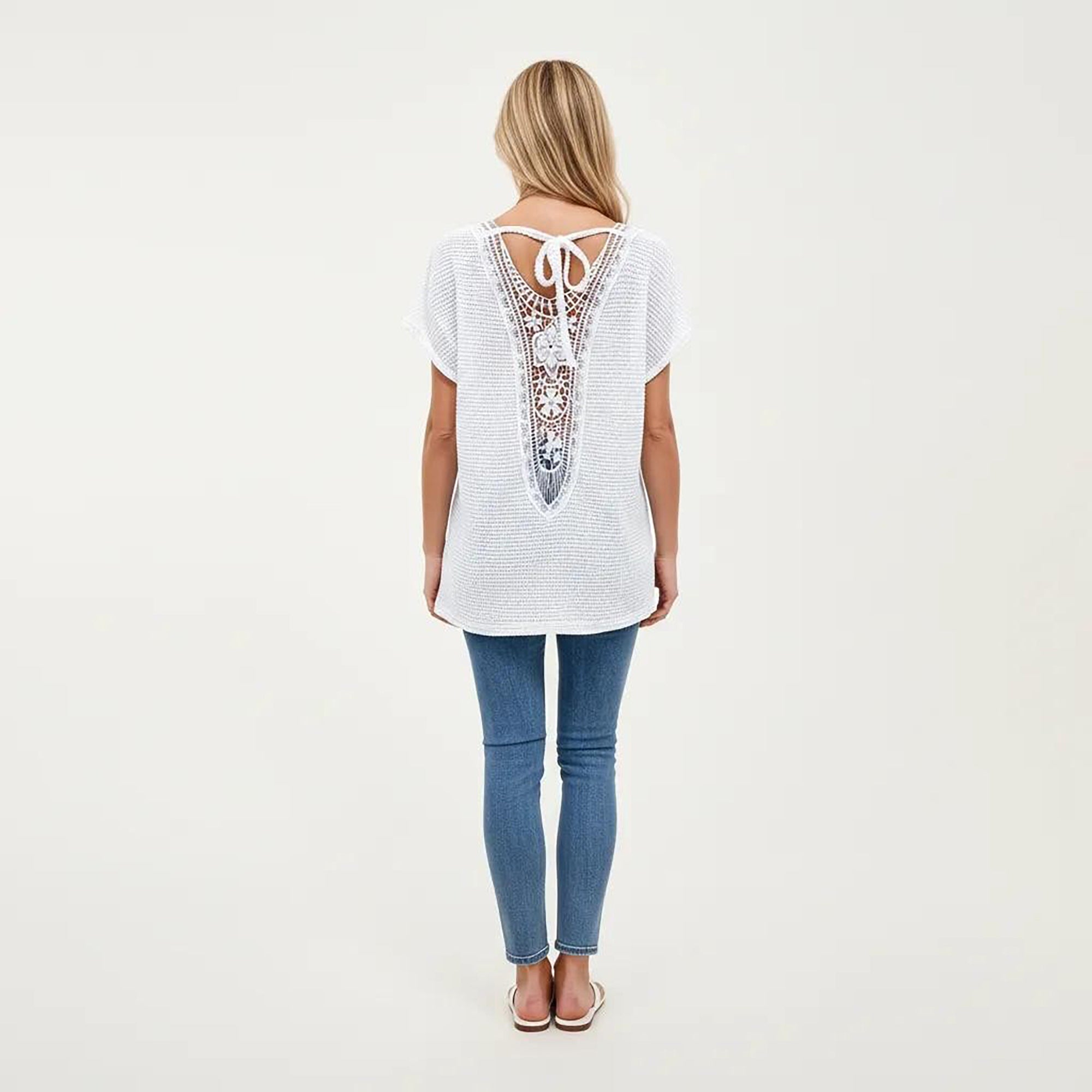 Anna-Kaci Women's Short Sleeve Waffle Knit V-Neck Relaxed Fit Top
