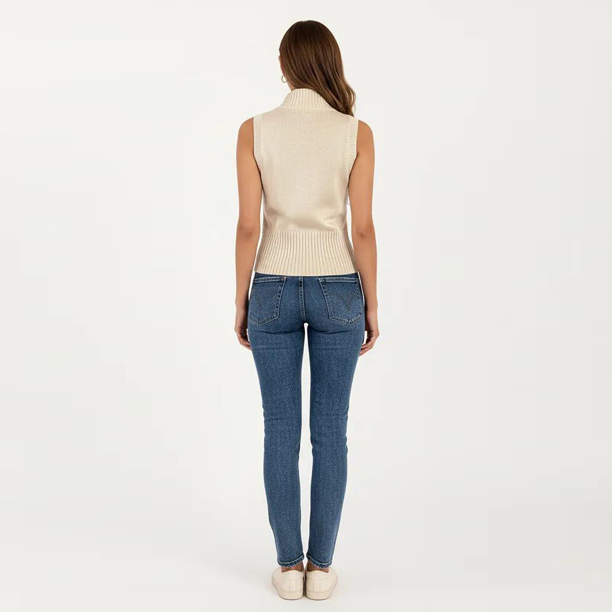 Anna-Kaci Women's Sleeveless Ribbed Knit Zip Front Collared Top