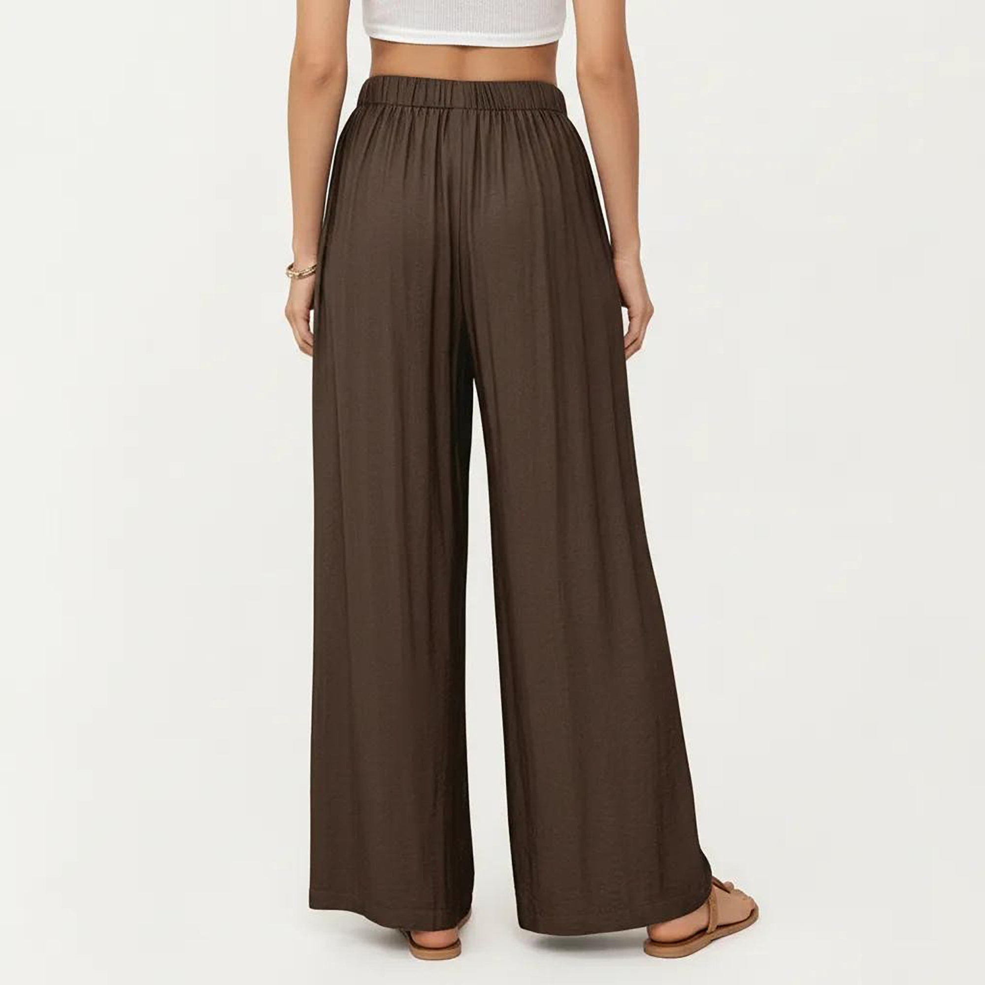 Anna-Kaci Women's High Waist Wide Leg Lounge Pants with Elastic Waist and Adjustable Drawstring