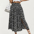 Anna-Kaci Women's High Waist Midi Skirt with Ditsy Floral Print and Side Slit