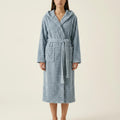 Anna-Kaci Women's Hooded Plush Long Robe with Tie Waist Belt Textured Soft Warm Full Length Bathrobe