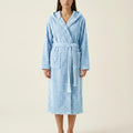 Anna-Kaci Women's Hooded Plush Long Robe with Tie Waist Belt Textured Soft Warm Full Length Bathrobe
