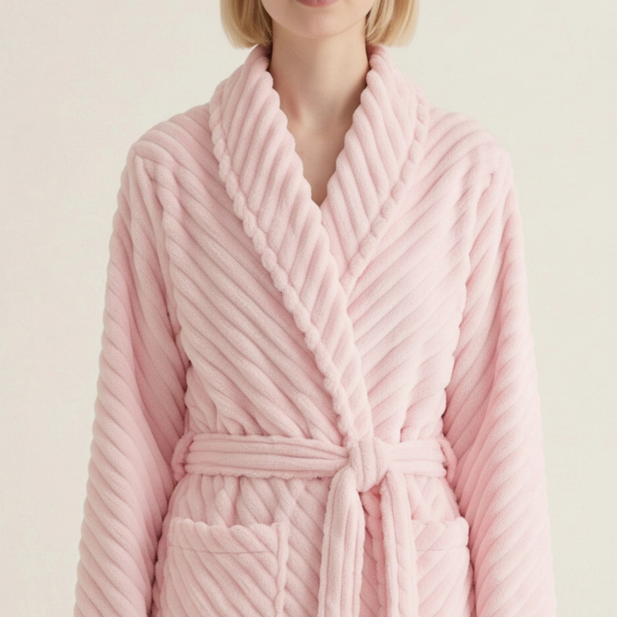 Anna-Kaci Women's Plush Textured Long Robe with Shawl Collar Tie Waist Belt Soft Warm Full Length Bathrobe