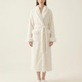 Anna-Kaci Women's Plush Long Robe with Faux Fur Trim Shawl Collar Tie Waist Belt Textured Soft Warm Robe