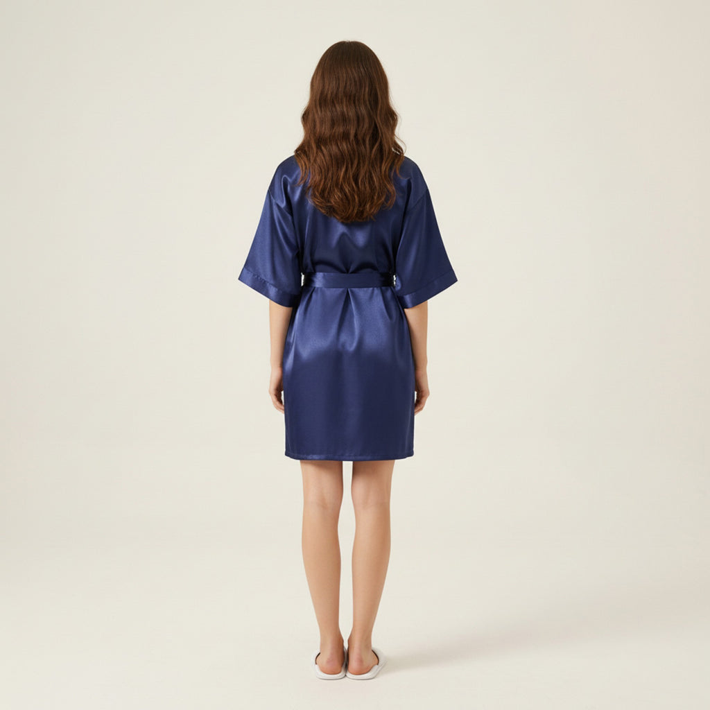 Anna-Kaci Women's Satin Wrap Robe with Self Tie Waist Belt Short Sleeve Silky Smooth Lightweight Robe