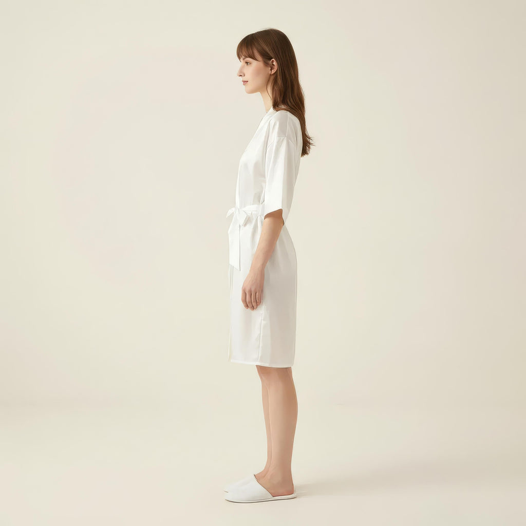 Anna-Kaci Women's Satin Wrap Robe with Self Tie Waist Belt Short Sleeve Silky Smooth Lightweight Robe
