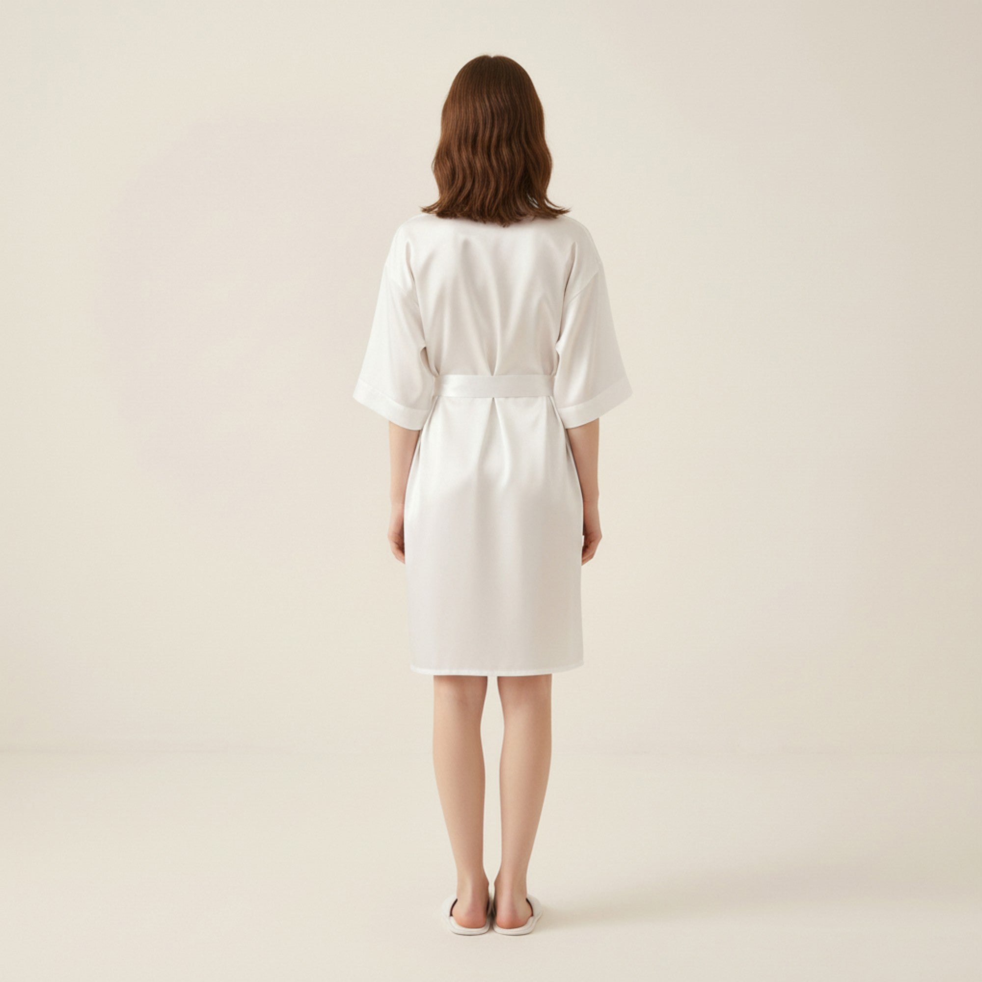 Anna-Kaci Women's Satin Wrap Robe with Self Tie Waist Belt Short Sleeve Silky Smooth Lightweight Robe