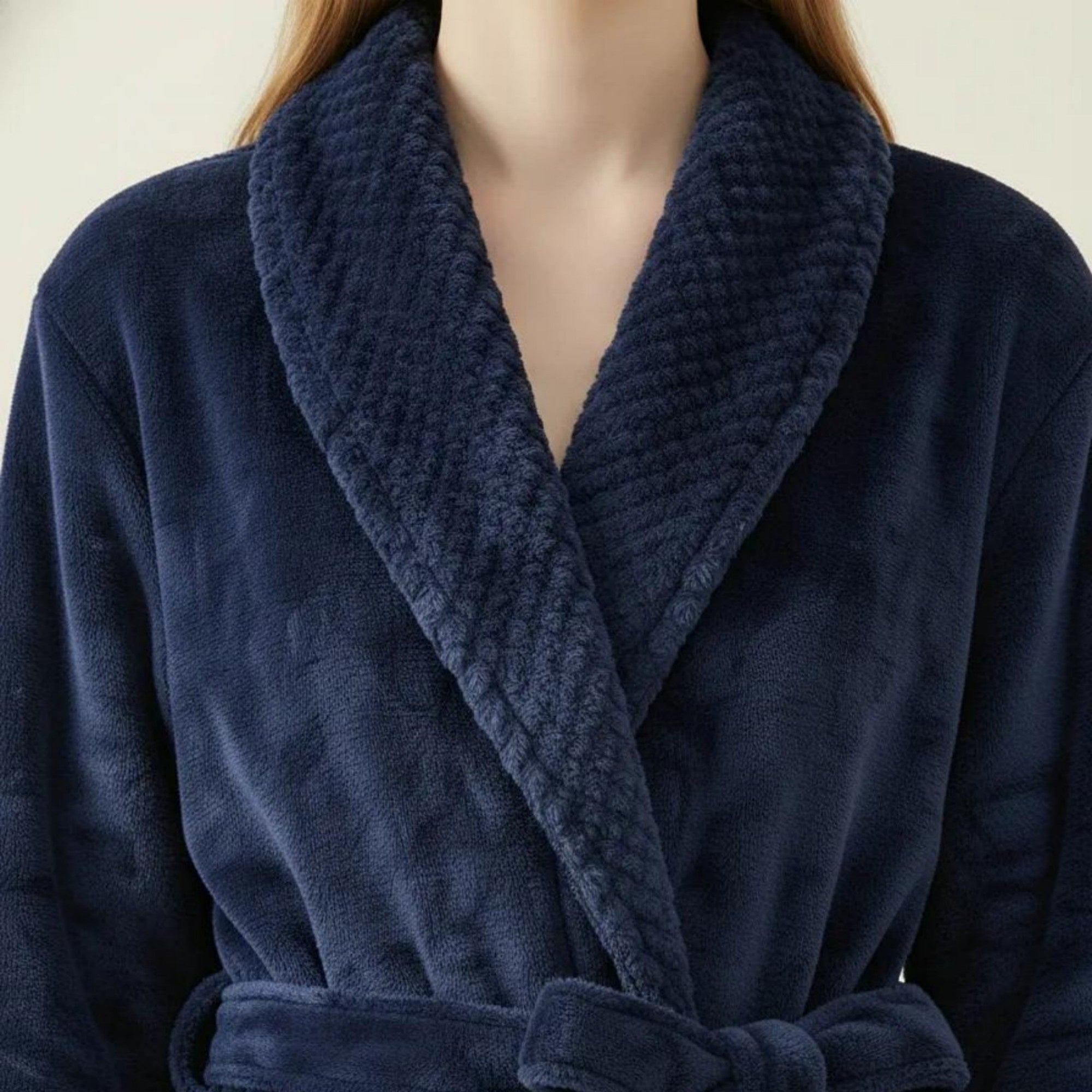 Anna-Kaci Women's Long Plush Robe with Shawl Collar Tie Waist Belt Front Pockets Soft Fleece Robe