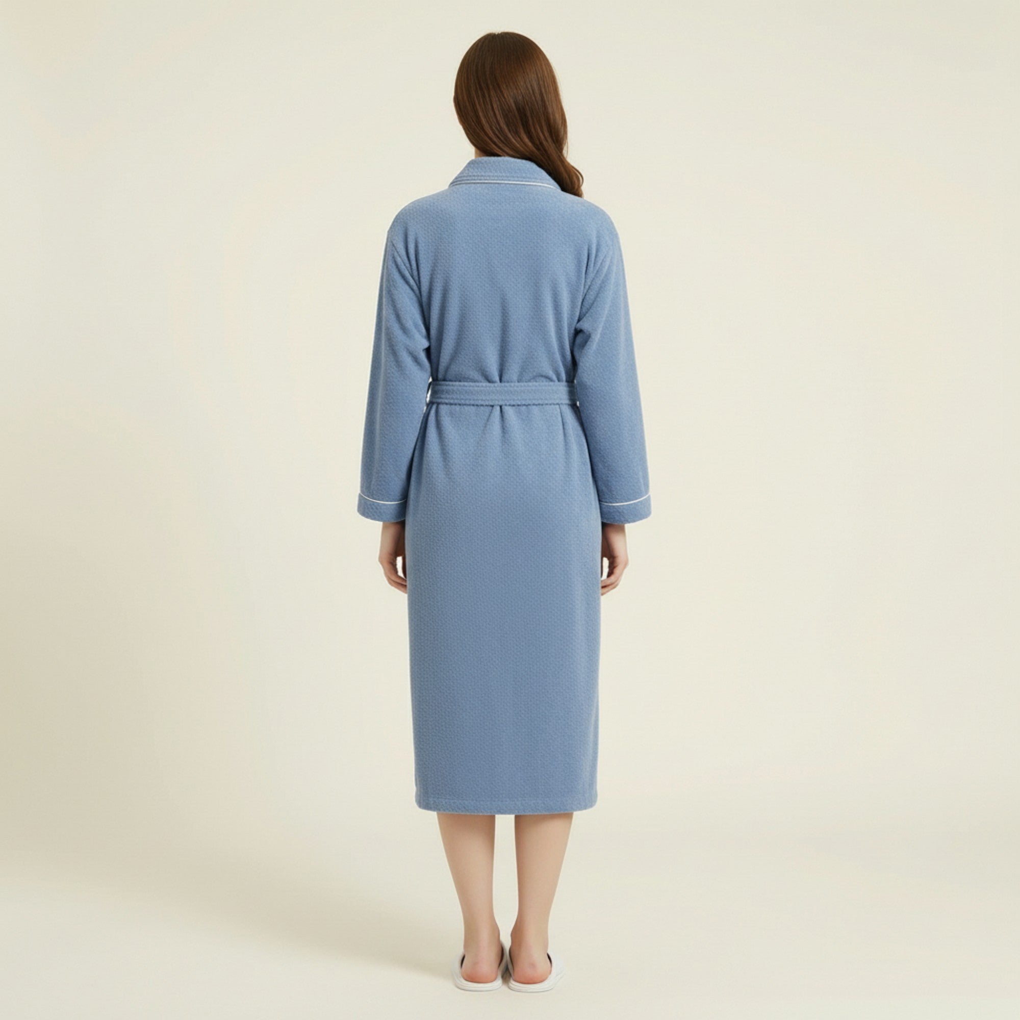 Anna-Kaci Women's Long Plush Robe with Shawl Collar Tie Waist Belt Front Pockets Soft Fleece Robe