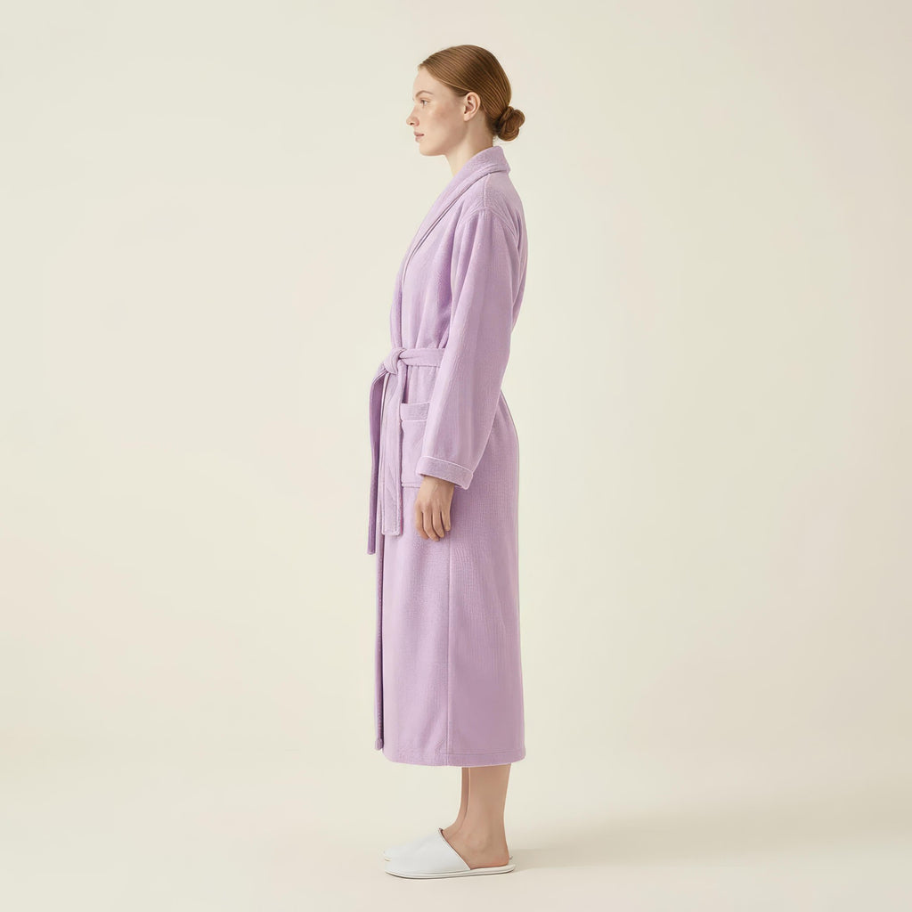 Anna-Kaci Women's Long Plush Robe with Shawl Collar Tie Waist Belt Front Pockets Soft Fleece Robe