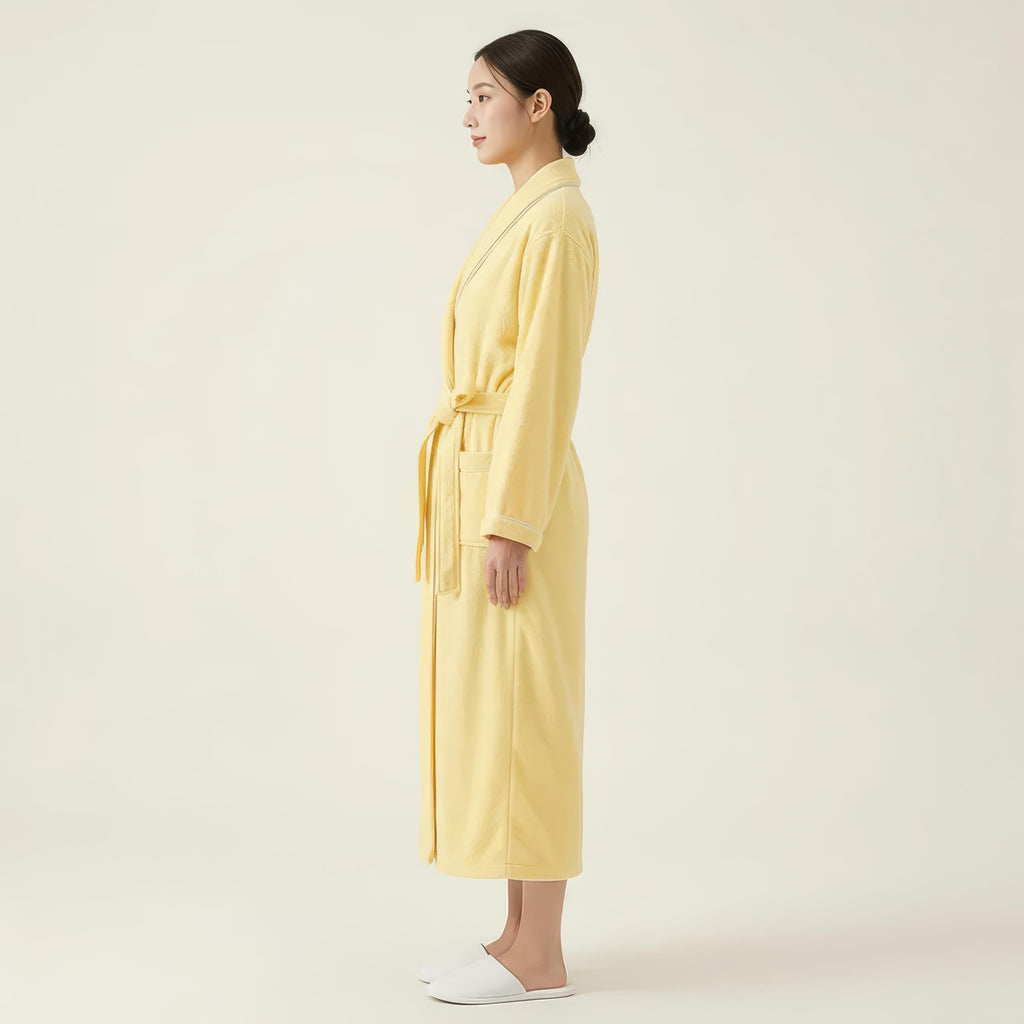 Anna-Kaci Women's Long Plush Robe with Shawl Collar Tie Waist Belt Front Pockets Soft Fleece Robe