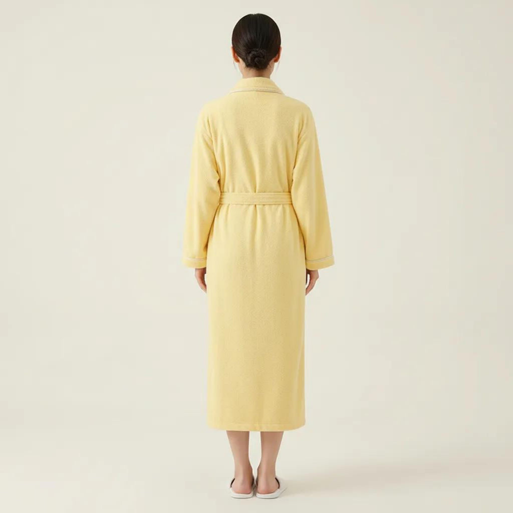 Anna-Kaci Women's Long Plush Robe with Shawl Collar Tie Waist Belt Front Pockets Soft Fleece Robe