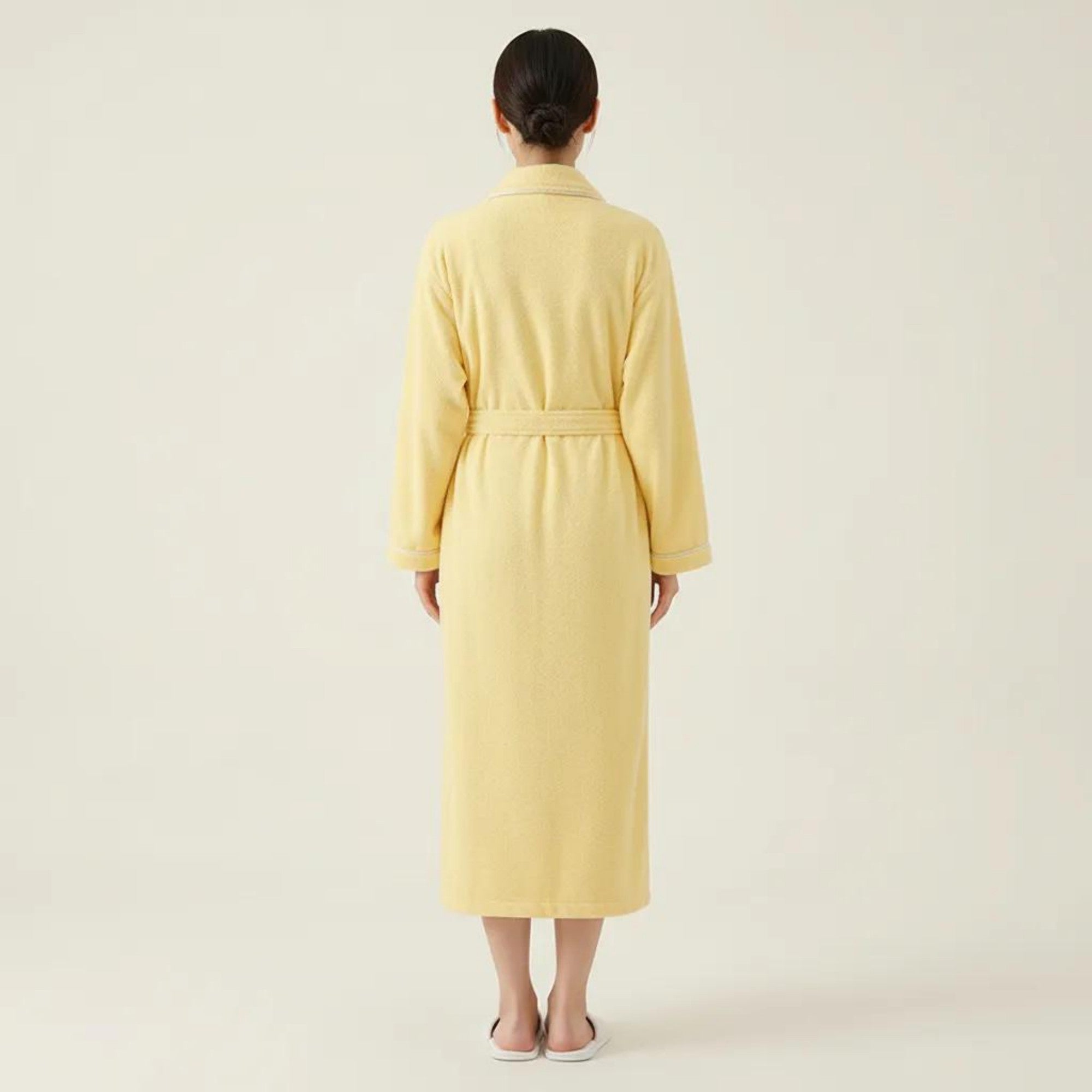 Anna-Kaci Women's Long Plush Robe with Shawl Collar Tie Waist Belt Front Pockets Soft Fleece Robe