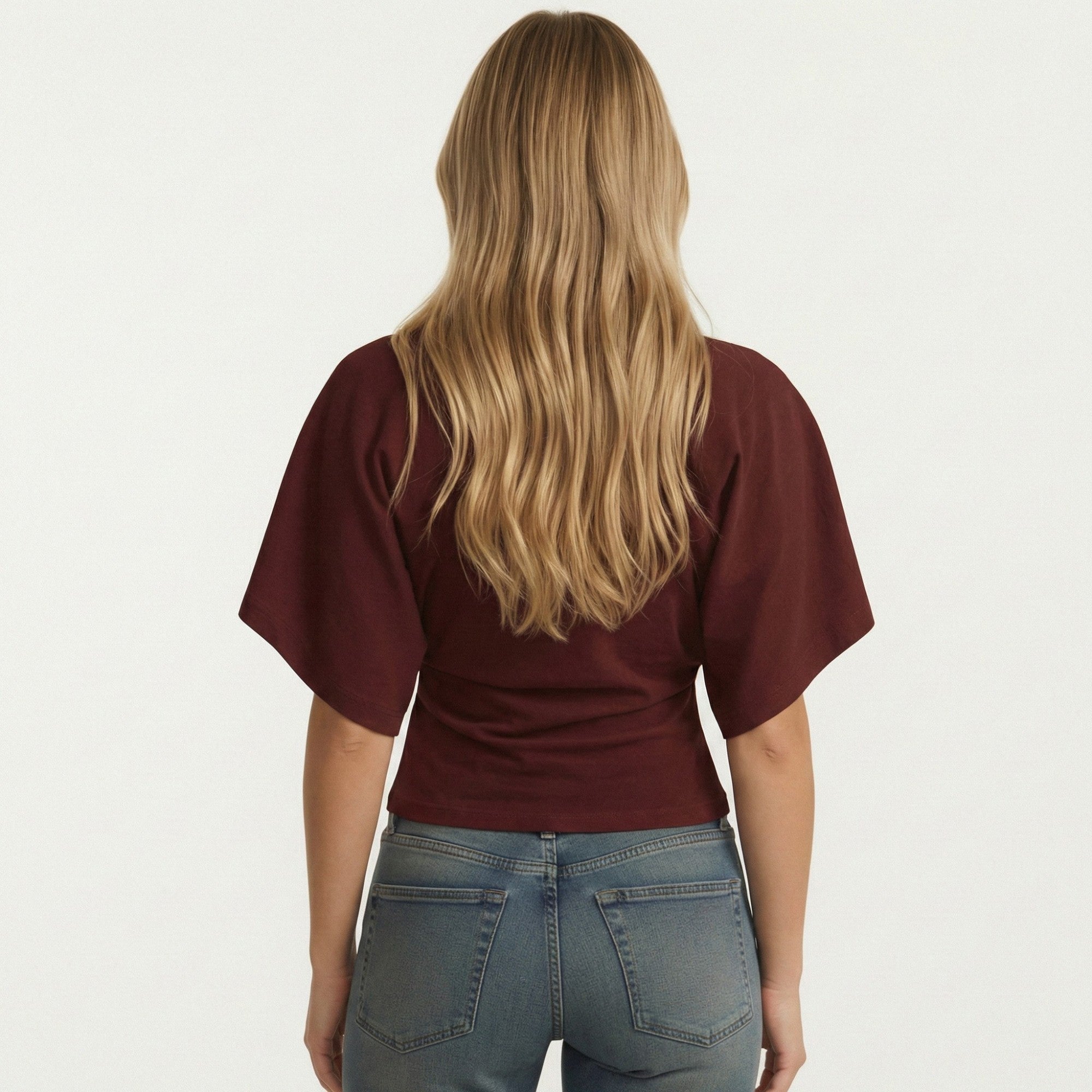 Anna-Kaci Women's Short Sleeve Cropped Top with Wide Waistband and Relaxed Blouson Fit