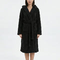 Anna-Kaci Women's Plush Hooded Long Sleeve robe with Textured Fleece Fabric Adjustable Waist Tie Wrap Design