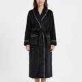 Anna-Kaci Women's Plush Hooded Bathrobe with Waist Tie Belt Long Sleeve Wrap Design and Front Patch Pockets
